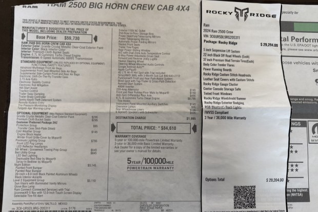 No Reserve: 2024 Ram 2500 Big Horn Crew Cab Cummins 4x4 Rocky Ridge K2
