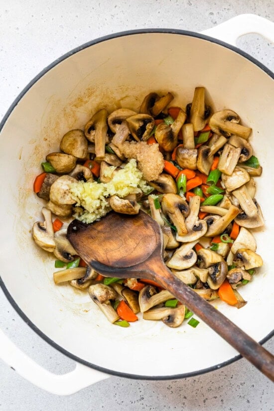 Saute the vegetables